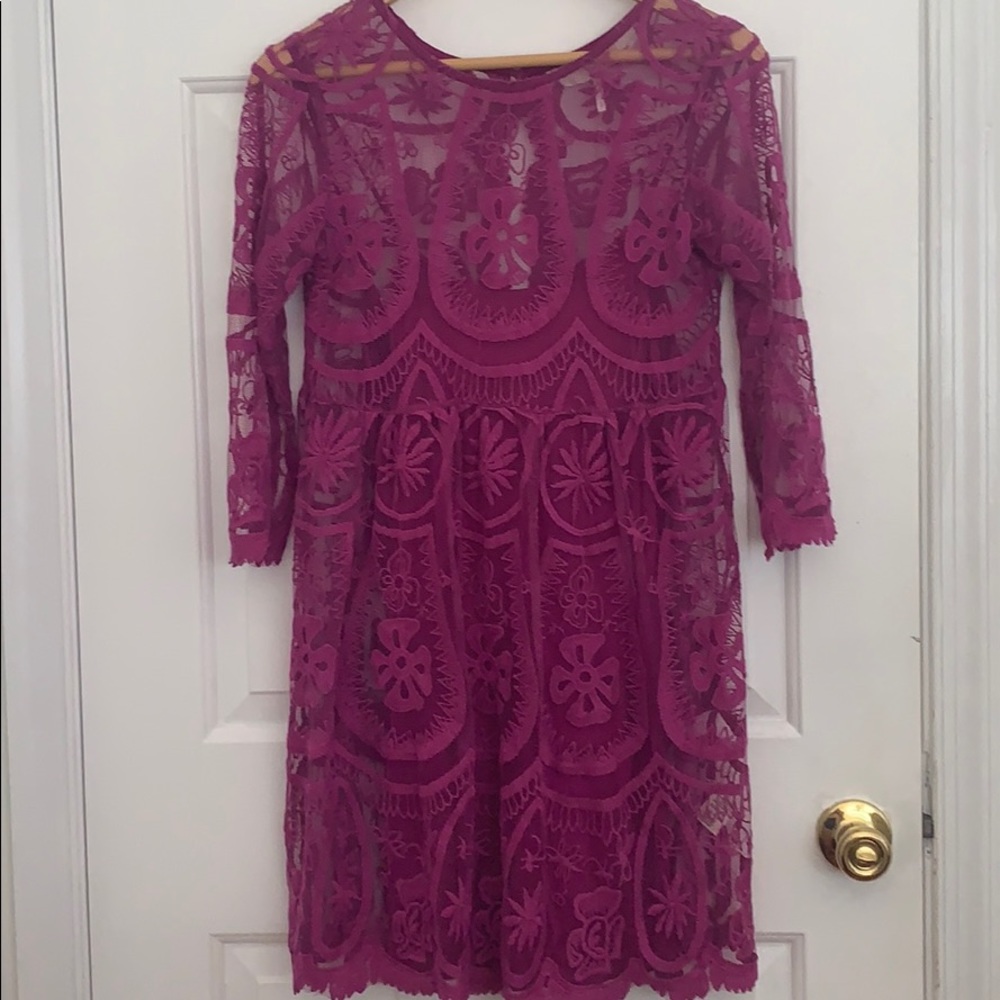 Free People Magenta Lace Dress